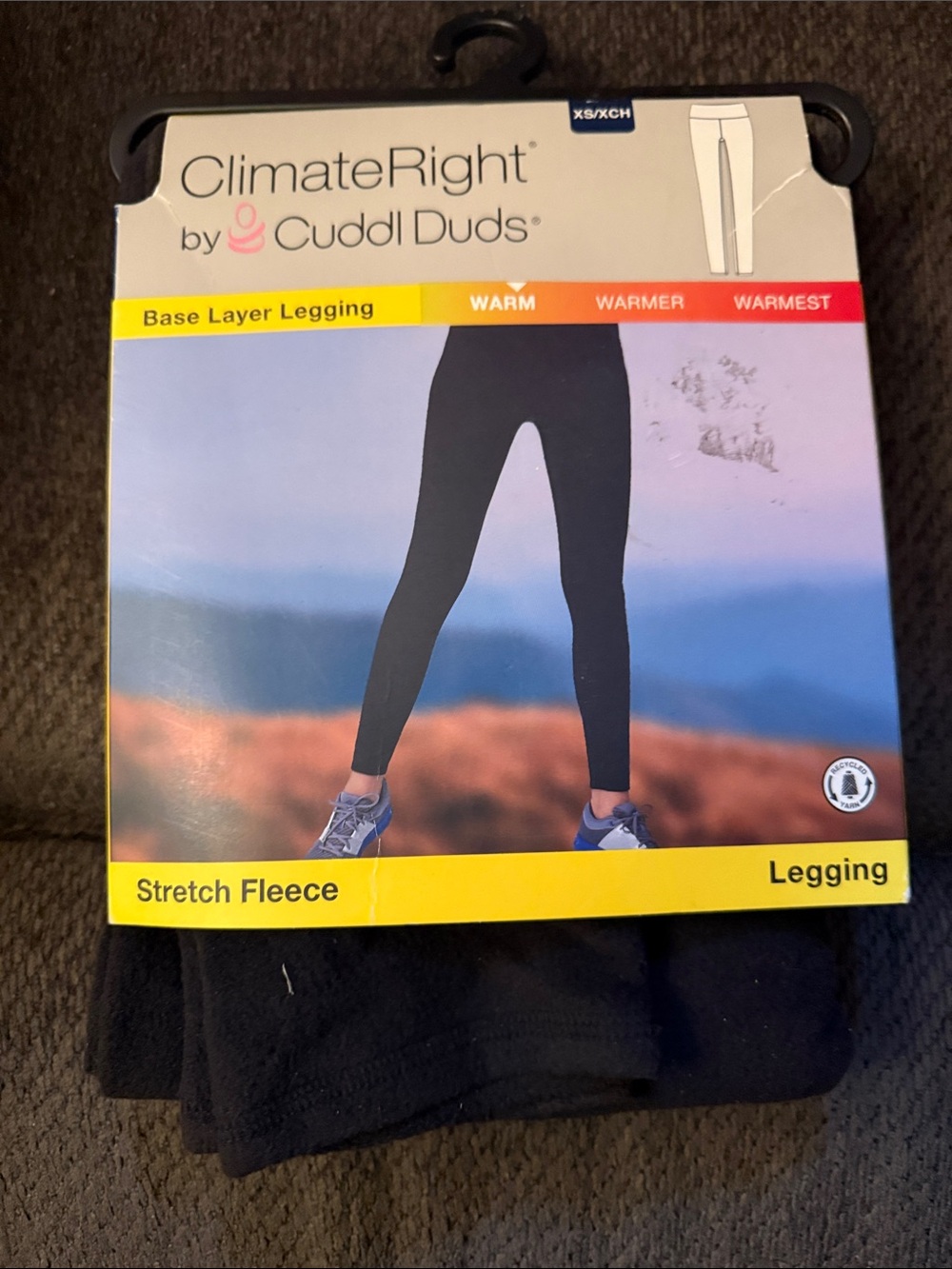 Cuddl Duds Black Stretch Fleece Base Layer Legging